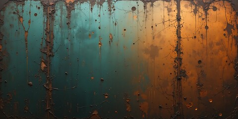 Abstract Grunge Teal and Rust Metal Texture