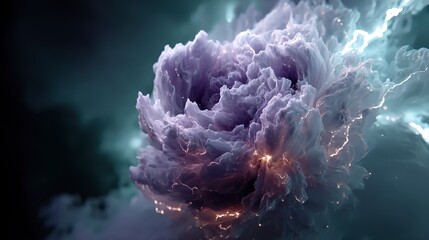 Abstract Purple Cloud Formation  Digital Art  Glowing Energy  Cosmic  Nebula  Fantasy  Sci