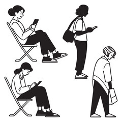 Obraz premium People sitting in different ways vector illustration