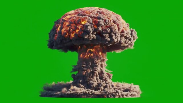 Nuclear Explosion with Green Screen Background