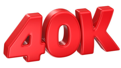 40K Number Red 3D Render