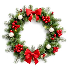Christmas wreath isolated on white background PNG transparent