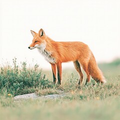 Obraz premium Majestic Red Fox in Wild Meadow Alert Beautiful Wildlife Photography