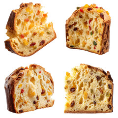 Panettone Slice, Candied Fruit, White Background