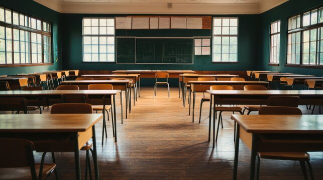 Nostalgic classroom scene evoking memories of schooldays and academic endeavors