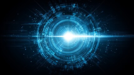 Obraz premium Abstract blue technology background design with dynamic light effect for digital innovation