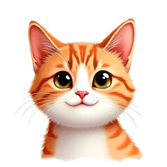 Watercolor cartoon drawing of a cat's face only