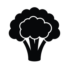 Broccoli Stencil Icon Vector Illustration