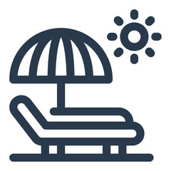 Sun Lounger with Beach Umbrella and Sun