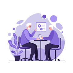 Elderly individuals learning technology in a bright classroom  