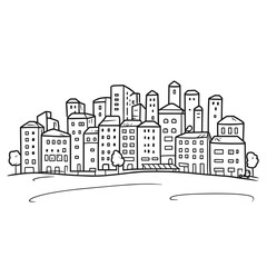 Obraz premium City Skyline Single Line Drawing Illustration 