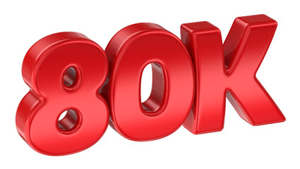 80K Number Red 3D Render