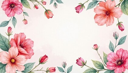 Fototapeta premium Delicate watercolor floral pattern on pastel background, celebration, delicate, wedding
