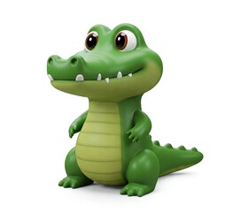 Fototapeta premium Playful 3D Render of a Baby Crocodile