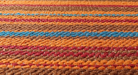 Colorful woven fabric with vibrant stripes for home decor  