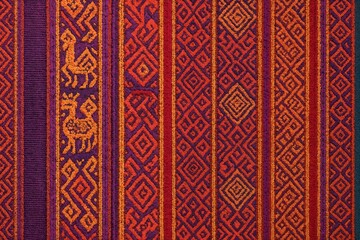 Traditional colorful textile pattern with geometric designs  
