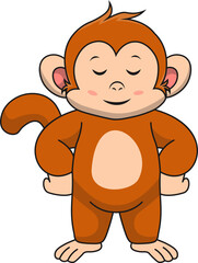 Baby Monkey Character with Cartoon Design. Isolated Vector Illustration.