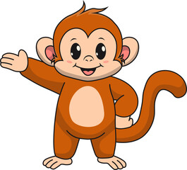 Baby Monkey Character with Cartoon Design. Isolated Vector Illustration.