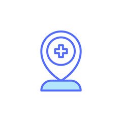 Medical Location Pointer Icon Indicating Healthcare Facilities and Services for Patient Navigation in Digital Applications
