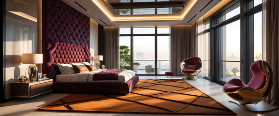 A luxurious modern bedroom at night with a minimalist design-18