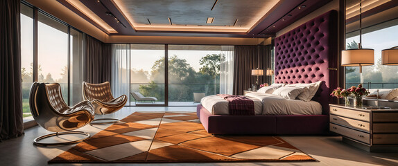 A luxurious modern bedroom at night with a minimalist design-17