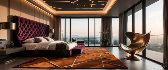 A luxurious modern bedroom at night with a minimalist design-10