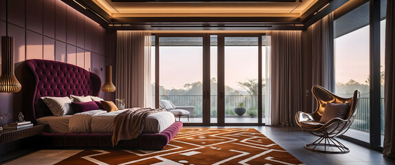 A luxurious modern bedroom at night with a minimalist design-11