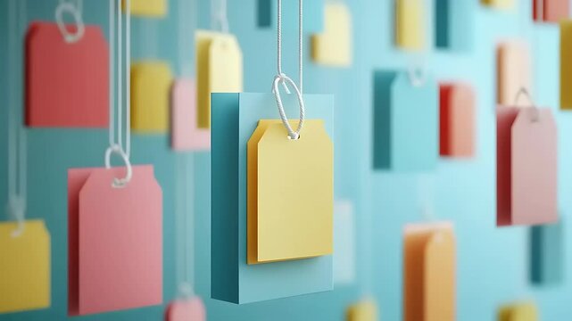 set of colorful tags