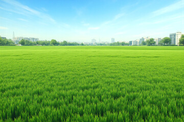 Obraz premium green lawn with a few trees in the background