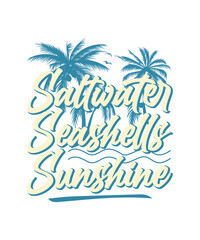 Obraz premium Retro Summer T-shirt Design Saltwater Seashells Sunshine