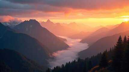 Fototapeta premium Tranquil Dawn: Nature's Splendor in Morning Hues