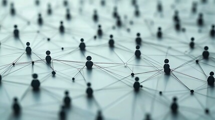 Abstract network of connected people icons representing communication and social connections

