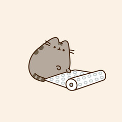 Feline friend unwinding patterned paper