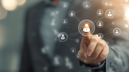 Businessman choosing customer by Analysis and data network exchange customer. HR recruitment and global outsourcing, Customer service, Teamwork, Strategy, Technology and social network.