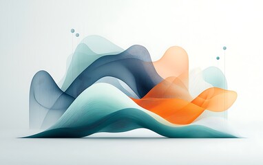 Abstract 3D wave forms in soft colors