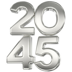 Number 2045 Silver 3D Rendering