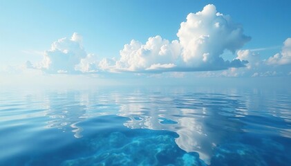 Obraz premium Smooth, unbroken surface of water reflecting sky, water, peaceful