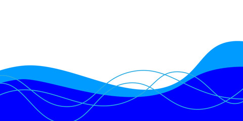 Blue curve wave border, footer with lines wallpaper background