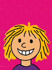 Cartoon kid drawing - Crayon - Hand drawn - Funny expression cartoon - Kindergarten - Expression - 