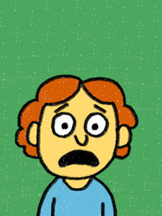 Cartoon kid drawing - Crayon - Hand drawn - Funny expression cartoon - Kindergarten - Expression - 