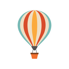 Naklejka premium A hot air balloon floating upward with a colorful pattern and vector design on a white background.