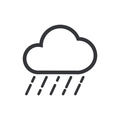 Isolated weather icon of cloudy rain with flash thunder, bad weather symbol