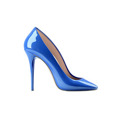 blue high heels shoes isolated on a transparent background, in a PNG format