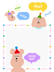 영어 말풍선과 강아지 캐릭터 프레임 일러스트 - Speech Bubble Dog Frame Illustration (English)