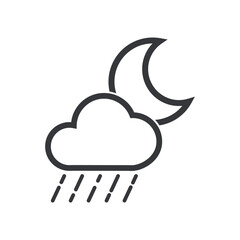 Isolated outline pictogram night cloudy with rain weather forecast