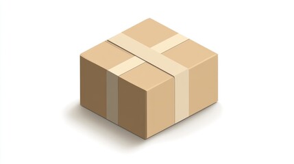 Obraz premium Beige cardboard shipping box