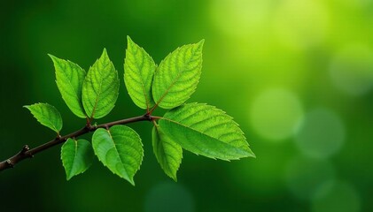 Nature's repeating leaf arrangement on a branch , template, element, asset