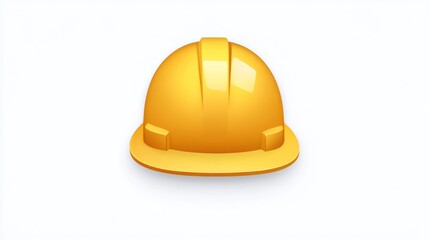 Bright yellow safety helmet.  Realistic illustration of a construction hard hat