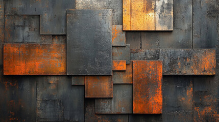 Composition Industrial Geometric Brushed Abstract With