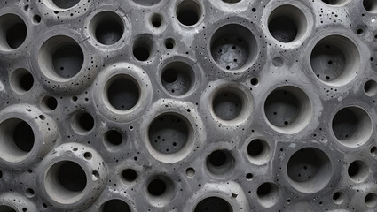 Abstract Gray Textured Surface with Circular Holes Unique Background Image